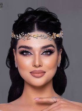 优拉潘 欧美发箍编发头饰配饰新娘头饰手工头带水晶珍珠发带HP122