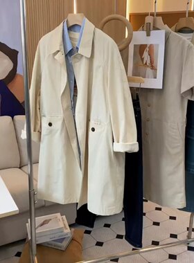 女款2023新款高级感超好看赫本风高个子长款工装风衣大衣外套春秋