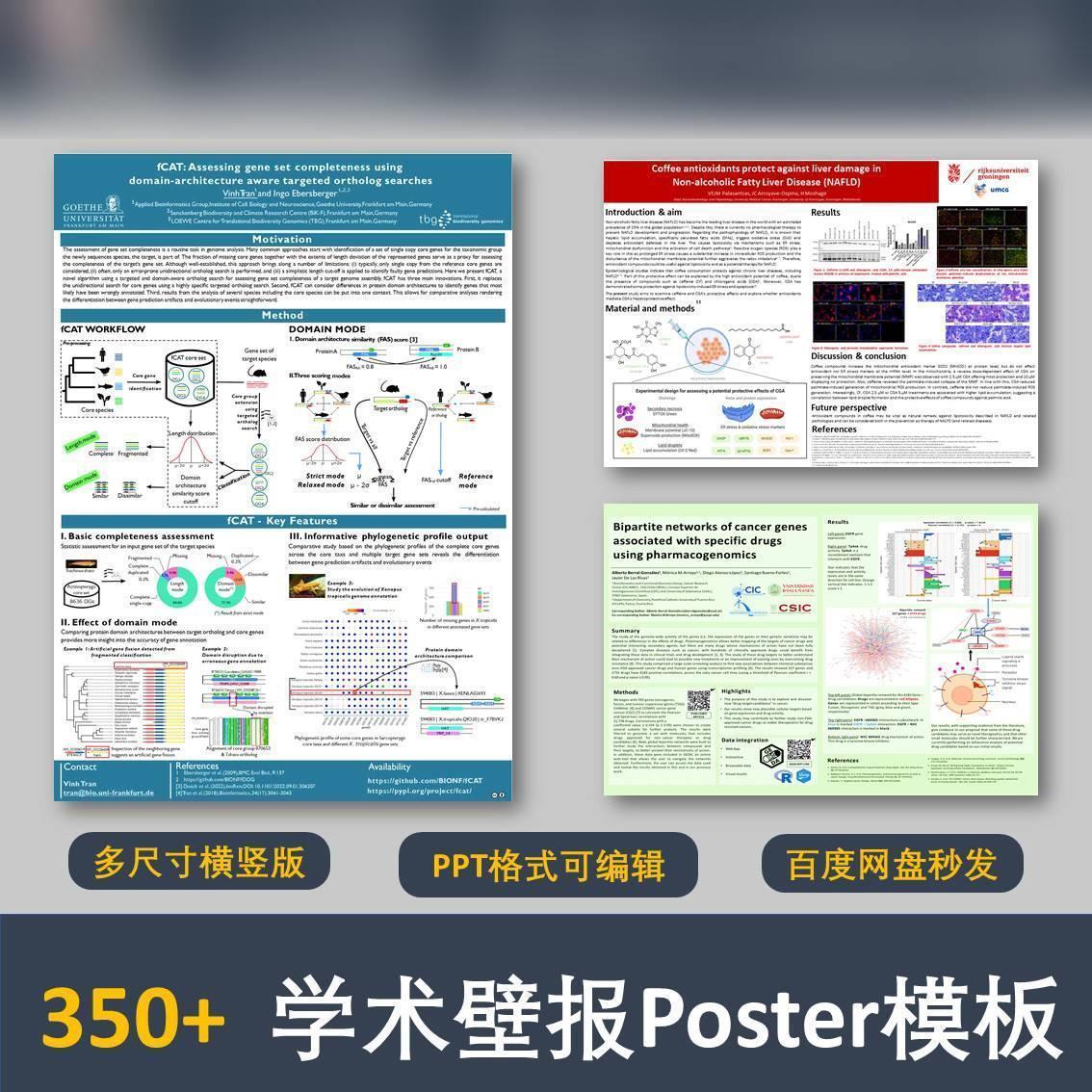 国际学术会议壁报模板poster海报墙报模板会议PPT格式350个