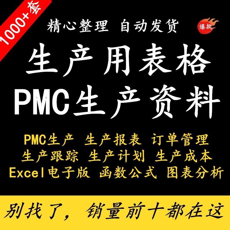 1000套生产Excel表格PMC生产计划与物料控制资料订单管理进度跟踪