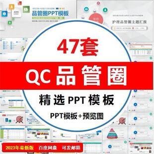 QC品管圈医疗PPT模板成品小组成果汇报护理柏垃图表鱼骨妇科动态
