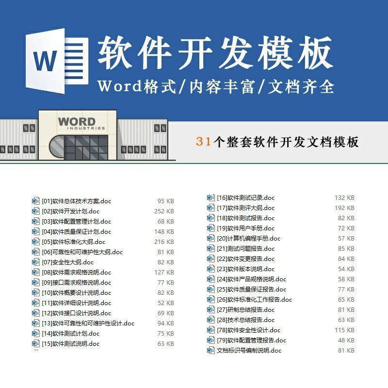 整套软件开发文档项目过程管理概要详细设计需求规格说明书模板