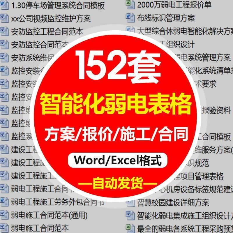 w建筑工程弱电智能化安防监控施工文档合同验收规范标准Excel表格