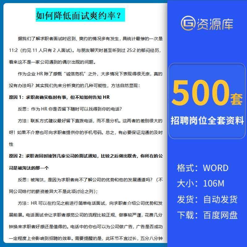 人力资源招聘面试技巧流程资料招聘渠道招聘常用表格面试邀约话术
