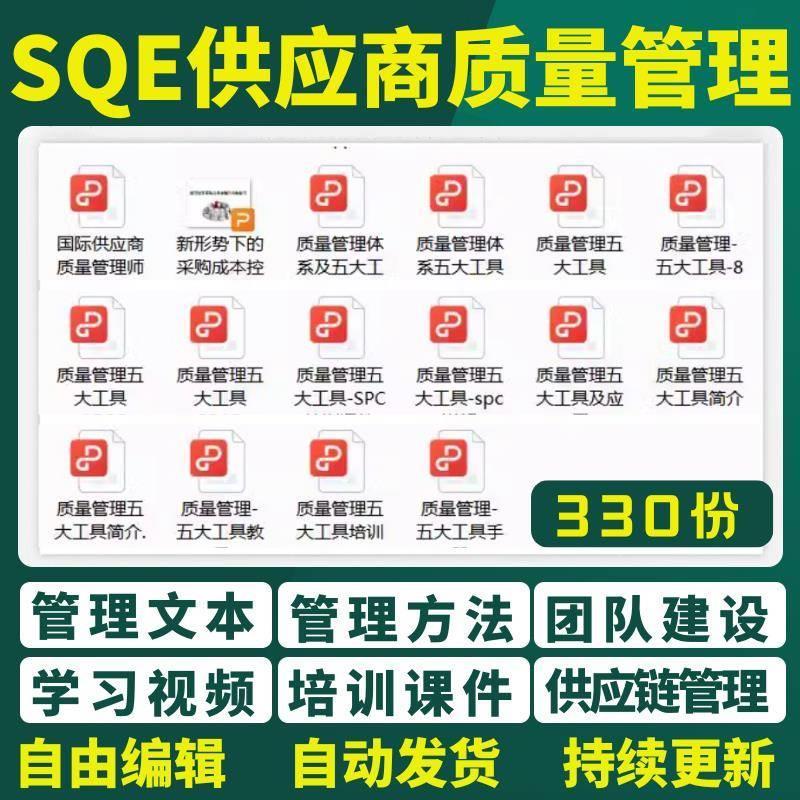SQE供应商质量管理供应链管理品管手法流程案例团队建设资料表KPI
