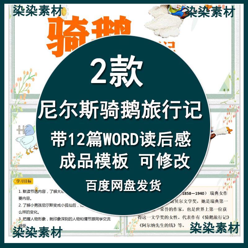 读书分享会ppt尼尔斯骑鹅旅行记名著导读后感阅读分享ppt模板课件