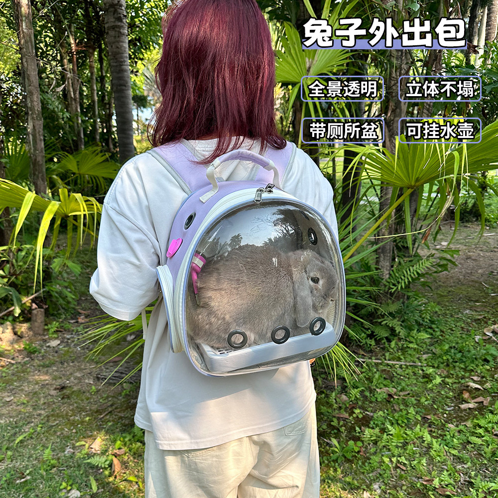 兔子外出包双肩透气宠物包便携外带笼两只兔猫猫侏儒兔大容量背包