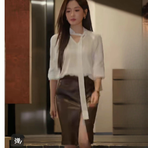短剧金屋藏娇邓灵枢崔云檀同款挂脖v领衬衫女新衬衣长袖系带上衣