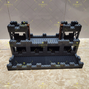 MOC小颗粒积木军事场景建筑堡垒基地瞭望哨塔指挥哨岗战壕diy模型