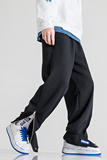 2025春夏新款港风长裤华夫格拼接拉链撞色休闲裤卫裤黑GK160-P55，男装休闲裤，电商B277A（原A068）