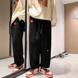 2025秋季原创港风爱心华夫格卫裤酒店大码休闲裤黑GK28-P55，男装休闲裤，电商B277A（原A068）