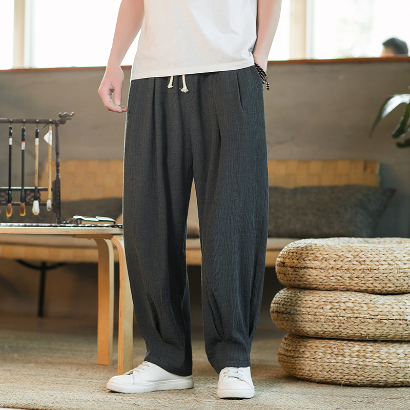 2024春夏新款长裤褶皱纹理低档萝卜裤休闲裤灰色K122-P55，男装休闲裤，电商B277A（原A068）