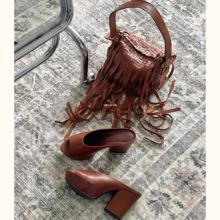 牛皮版~简约鱼嘴露趾粗跟增高凉鞋女25年夏季新款休闲外穿高跟鞋