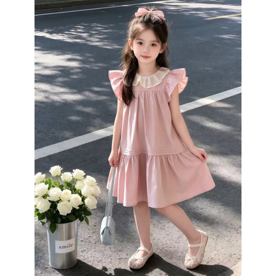 女童洋装2026新款儿童荷叶袖公主裙女孩洋派时髦蛋糕裙夏季裙子