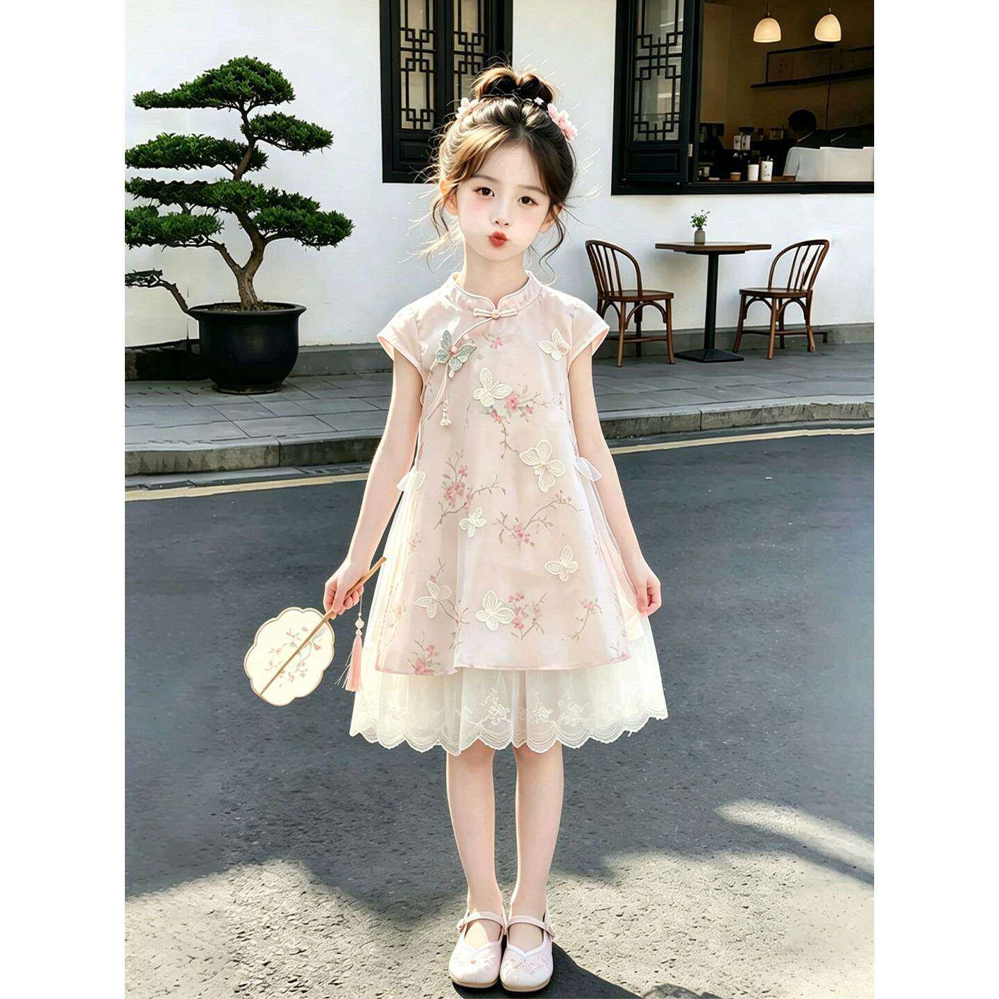 汉服女童连衣裙夏季2026新款儿童国风新中式旗袍小女孩绝美公主裙