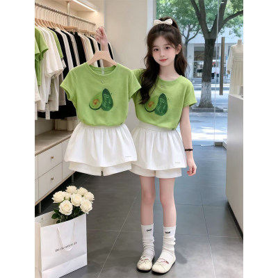 女童夏套装2026新款儿童印花短袖裙裤两件套夏季女孩韩版洋派夏装