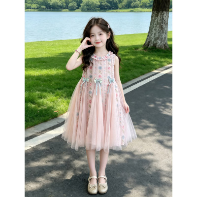 女童洋装夏装2026新款儿童洋派碎花背心裙子女孩夏季网纱公主裙