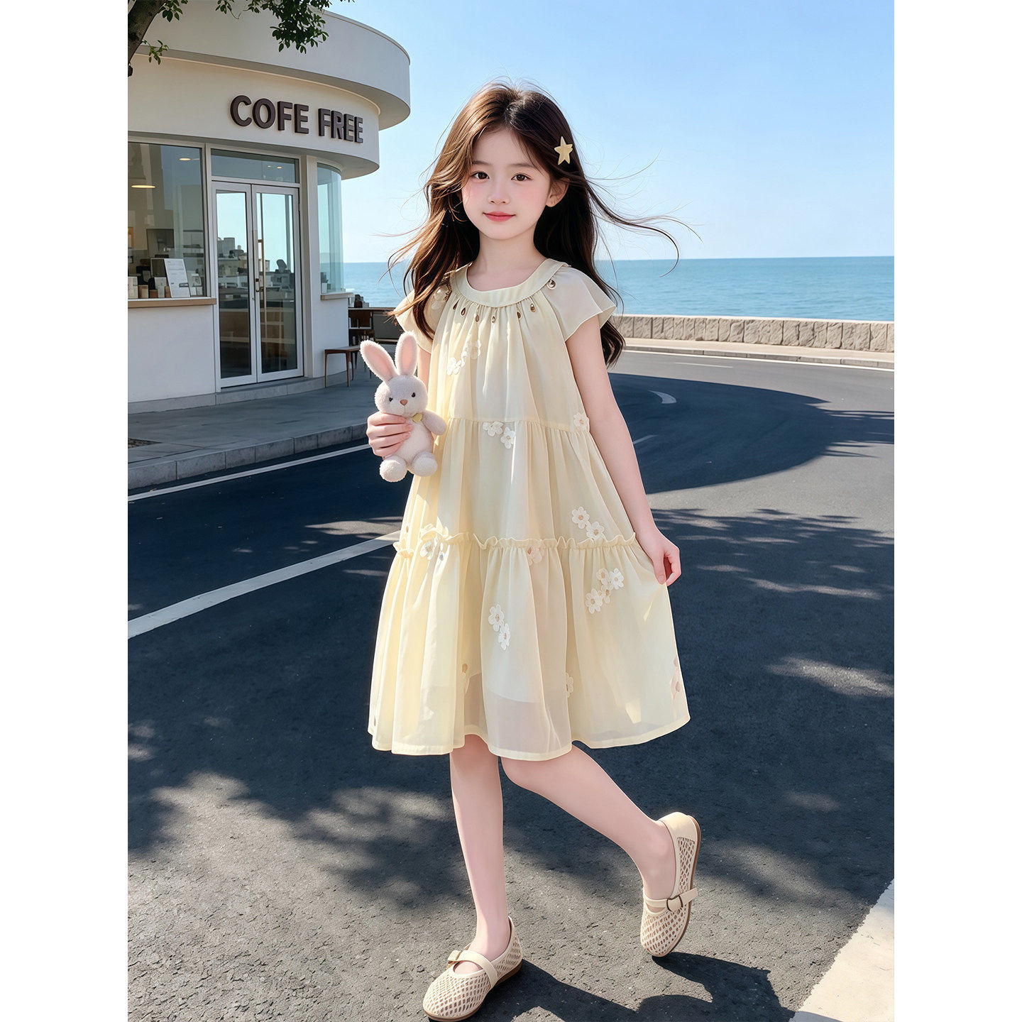 女童夏装花朵洋装2026新款儿童洋派公主裙夏季女孩度假风裙子