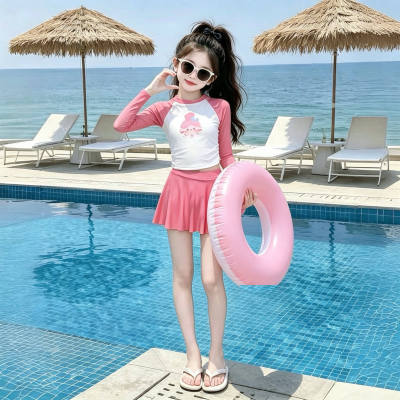 女童泳衣夏季2026新款儿童超好看分体泳装女大童甜美高颜值游泳衣