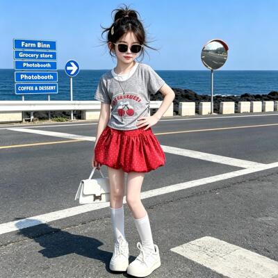 女童夏装套装2026新款儿童巨好看衣服洋气超火穿搭小女孩花苞裙夏