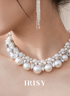 法式复古闪钻珍珠项链锁骨链