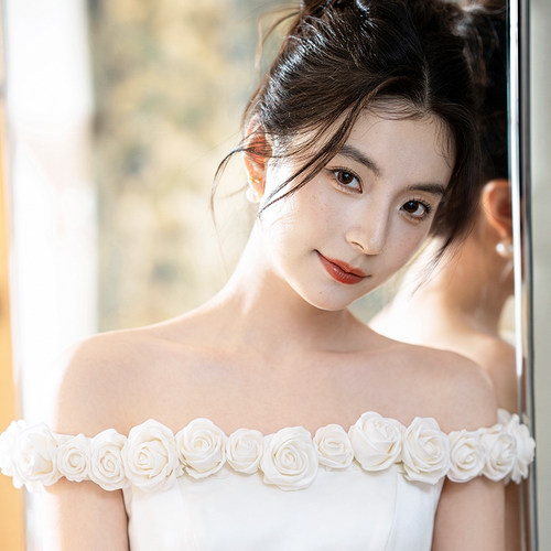 一字肩订婚礼服夏季新款敬酒服女