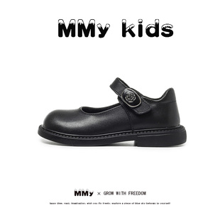 头层牛皮女童皮鞋公主鞋2025秋冬新款黑色学院演出鞋儿童玛丽珍鞋