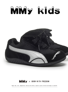 儿童真皮运动鞋2025春季新款复古翻盖女童德训鞋软底男童休闲鞋潮