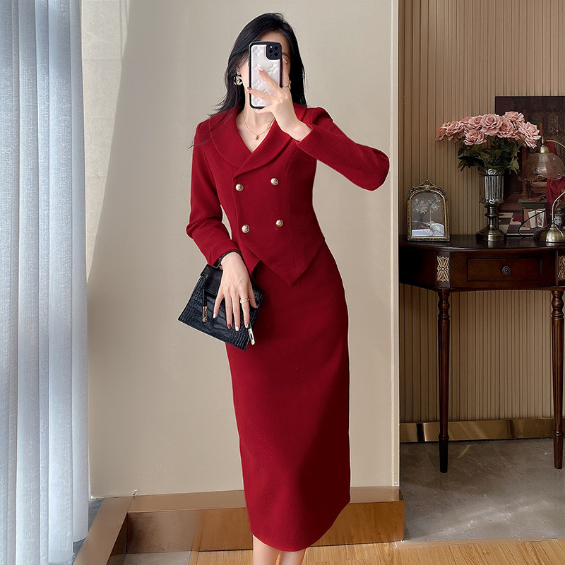 小香风红色两件套套装今年流行秋冬粗花呢高端气质新年战袍女套裙,女装/女士精品,时尚套装,淘宝优惠券,粉丝福利购,淘宝优惠卷