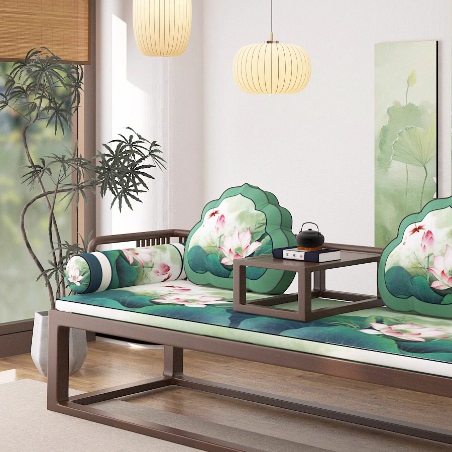 沙发垫荷花绿色中式红木沙发罗汉床飘窗垫榻榻米坐垫全套尺寸定制,居家布艺,沙发垫,淘宝优惠券,粉丝福利购,淘宝优惠卷