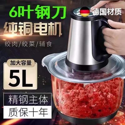 德国2025新款绞肉机电动家用电机打肉碎肉5升大容量玻璃碗多功能