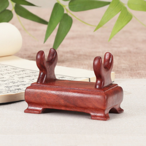 红木天珠架展示底座托架水晶柱子牙雕实木托架饰品摆件血檀木支架