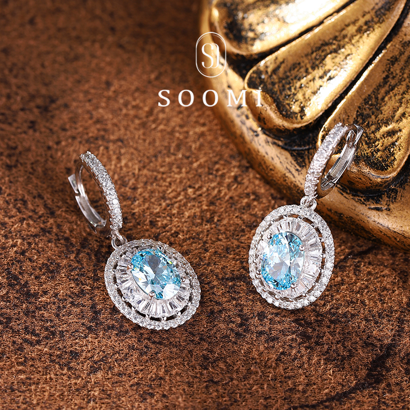 【SOOMI】925银海蓝宝色耳钉