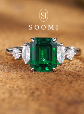 【新品 长青】祖母绿戒指2.2ct沃顿色培育彩宝小八角全净体绿宝石