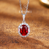 红宝石项链1.8ct培育鸽血红宝石吊坠925纯银 梦境系列 SOOMI