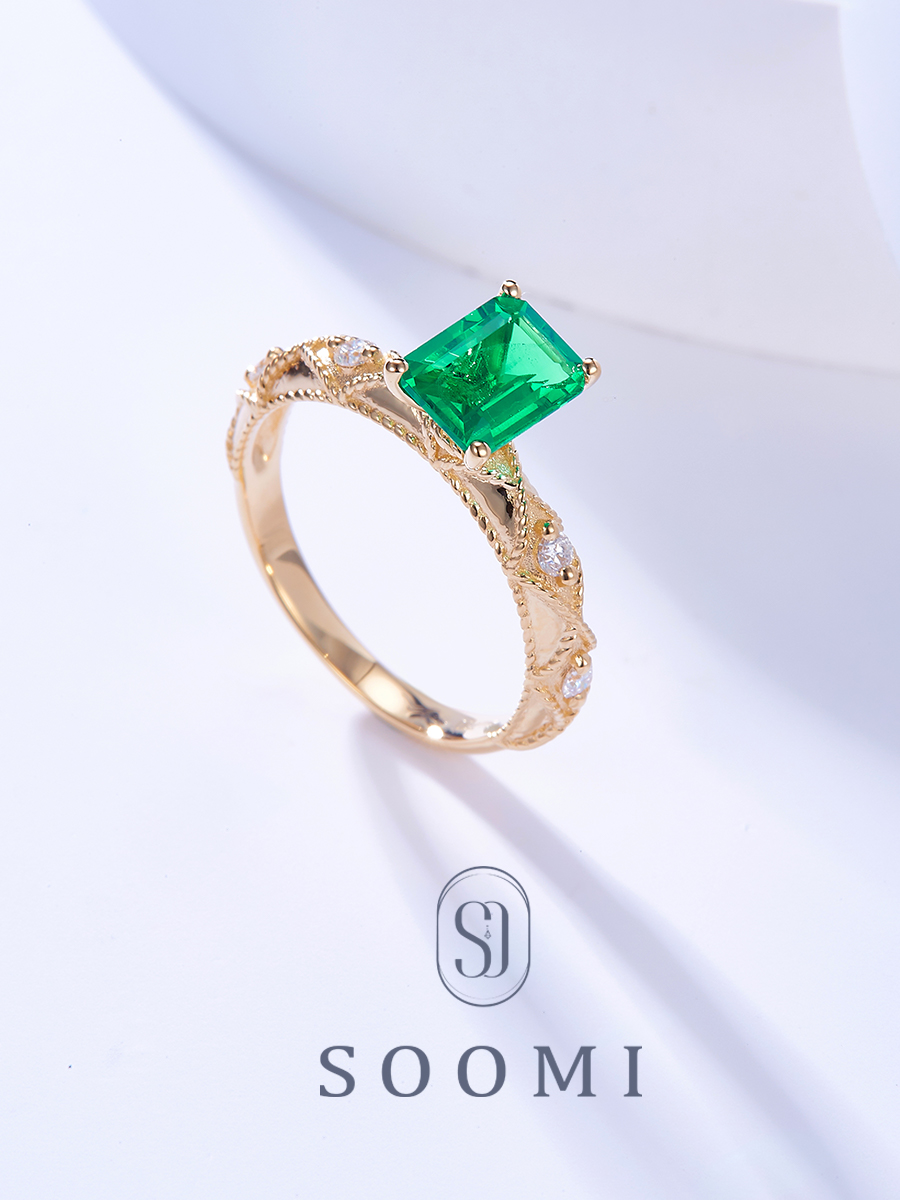 哥伦比亚祖母绿戒指女925纯银