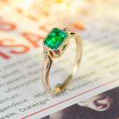 SOOMI时来运转 人工培育祖母绿宝石1克拉转动戒指女银镀18k厚金