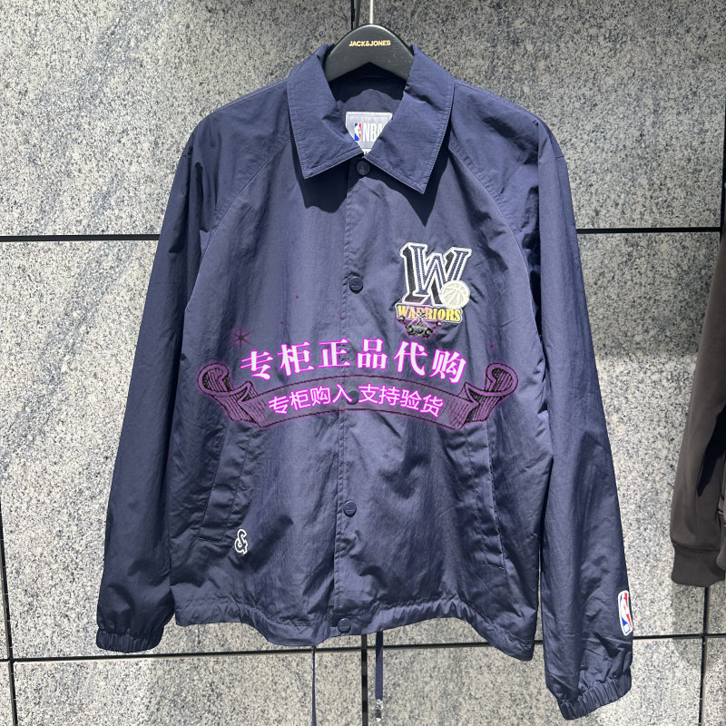 杰克琼斯NBA勇士队联名翻领夹克复古印花潮流时尚百搭 226321012
