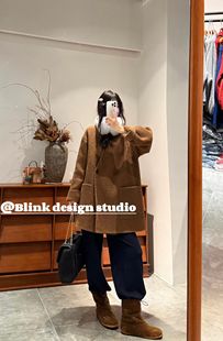 非实价2025冬季 欧洲站潮牌简约轻奢百搭宽松休闲舒适羊绒外套 新款