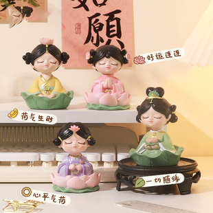 佛系少女工位情绪稳定神器摆件办公桌面装饰治愈系毕业礼物送老师