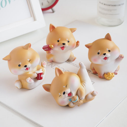 柴犬柯基小狗桌面摆件车载装饰品