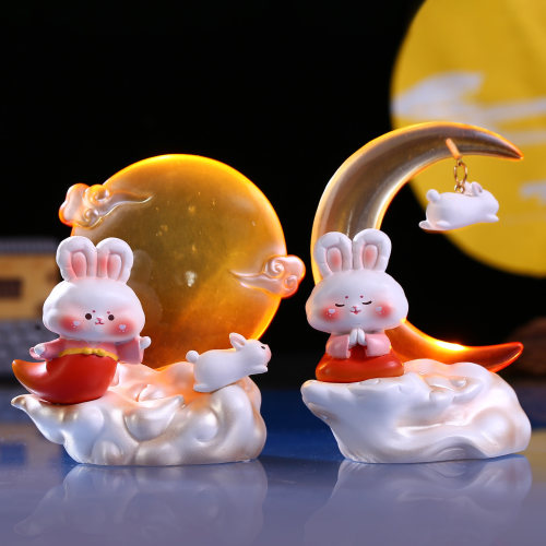 中秋月亮玉兔小夜灯摆件送客户
