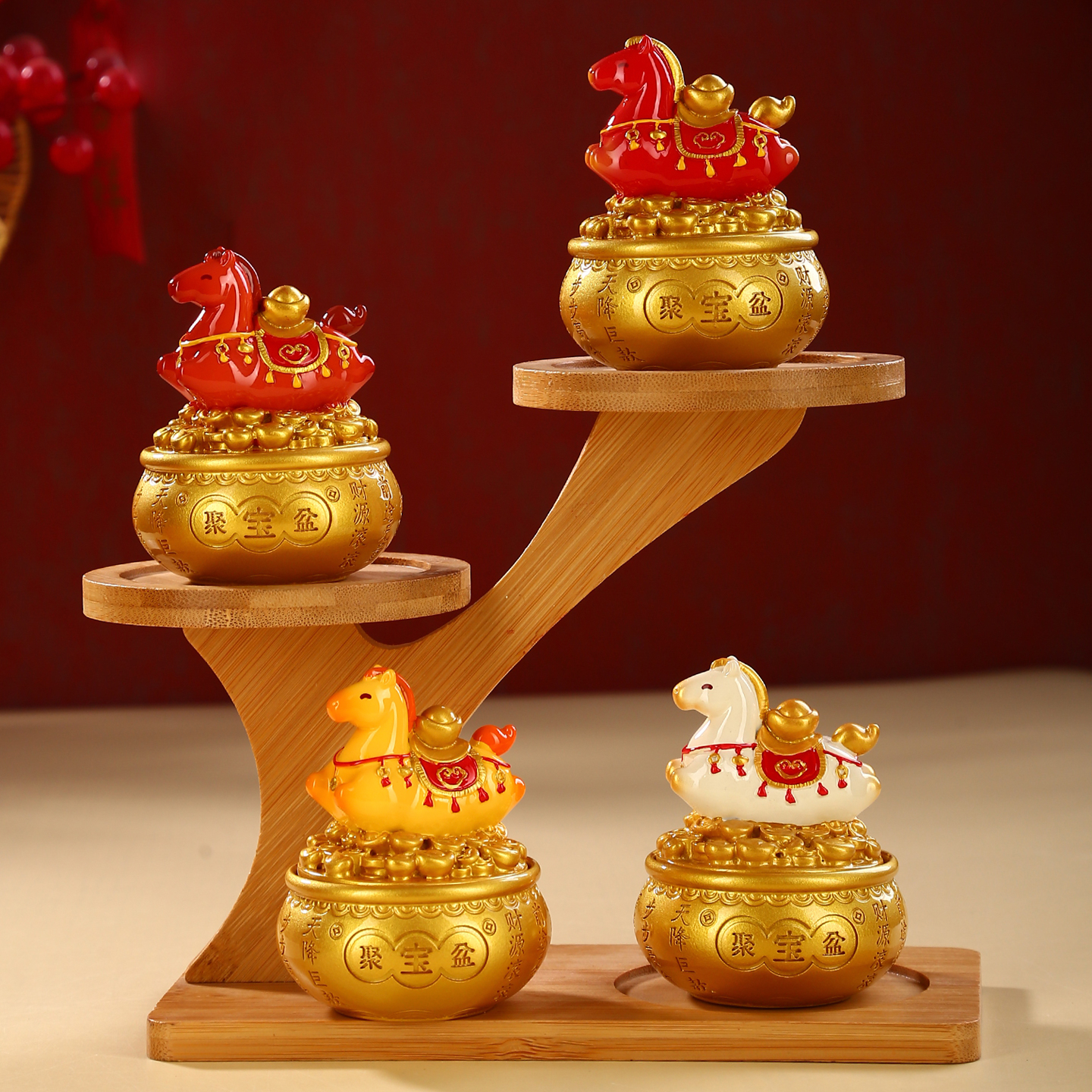 聚宝盆摆件黄铜色招财聚财八方来财客厅酒柜玄关装饰新店开业礼物