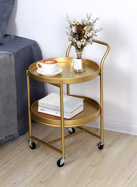 北欧可移动铁艺茶几置物架小推车