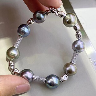 DIY配件 S925纯银镶钻装饰直管 穿珍珠项链手链毛衣链搭配配饰