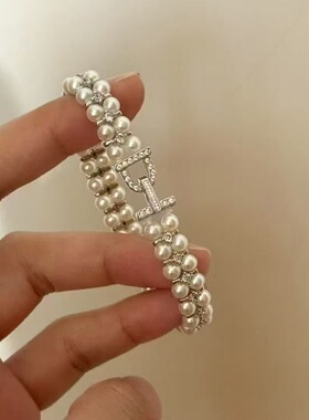 DIY珍珠配件 S925纯银双排扣子 珍珠项链手链串珠扣头搭扣隔片