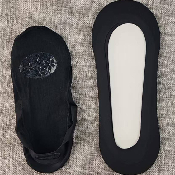纯色外贸出口日本女士黑色隐形袜棉底袜底防滑浅口袜夏季薄款低帮