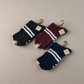 外贸库存女士秋冬条纹粗线纯棉中筒女袜子松口不勒腿吸汗防臭四季