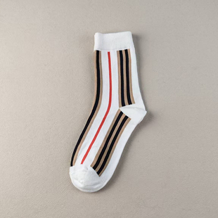 库存尾货微脏学院风竖条纹中筒袜女潮流时尚 纯棉袜百搭春秋女袜子
