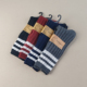 库存尾货女士条纹中筒袜秋冬季 运动袜粗线学院风复古加厚小腿袜子